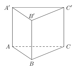 Lăng trụ đứng tam giác ABC.A phẩy B phẩy C phẩy