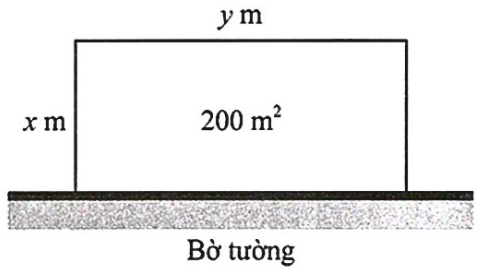 Mảnh vườn hình chữ nhật cạnh x, y sát bờ tường
